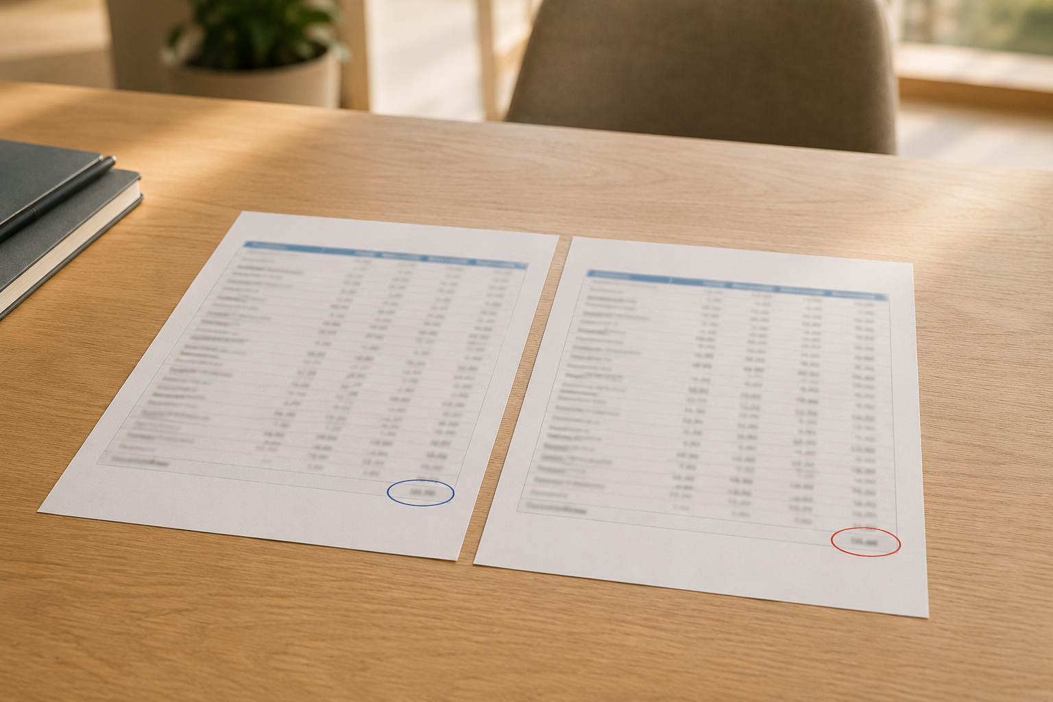 Bildschirm mit Auswertung neben handschriftlichen Notizen — aus Systemdaten werden Entscheidungszahlen.